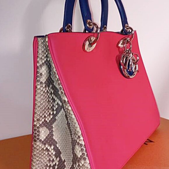 CHRISTIAN DIOR DIORISSIMO MULTICOLOR CALFSKIN+PYTHON SKIN-MEDIUM-100% AUTHENTIC! - Picture 13 of 13